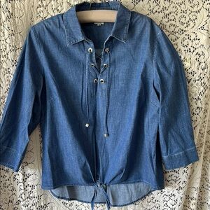Anne Klein Lace-Up Denim Shirt